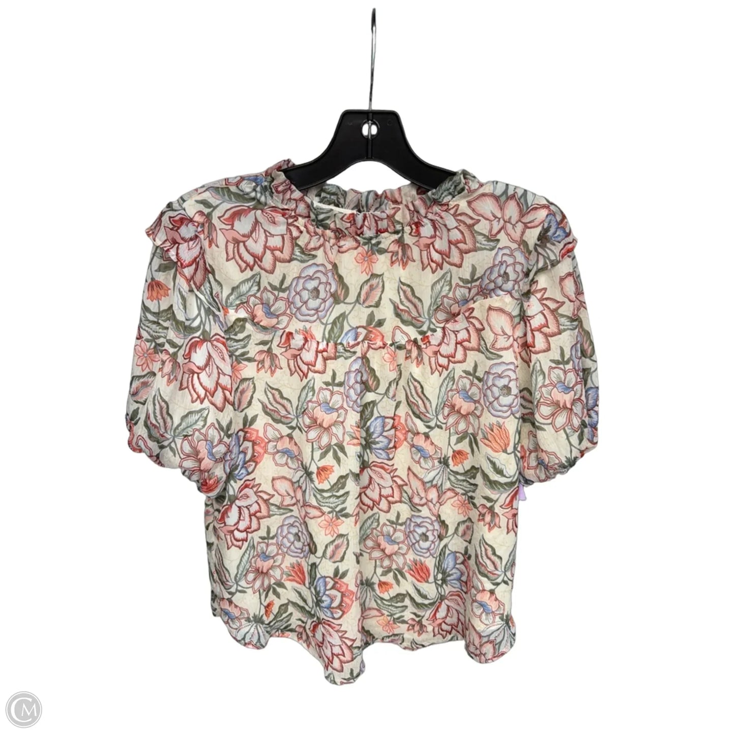 Top Short Sleeve By Loft In Floral Print, Size: L