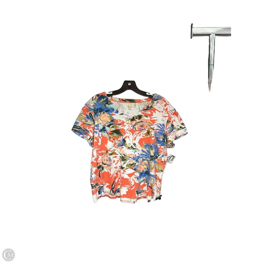 Top Short Sleeve By Anne Klein In Orange & White, Size: Xl
