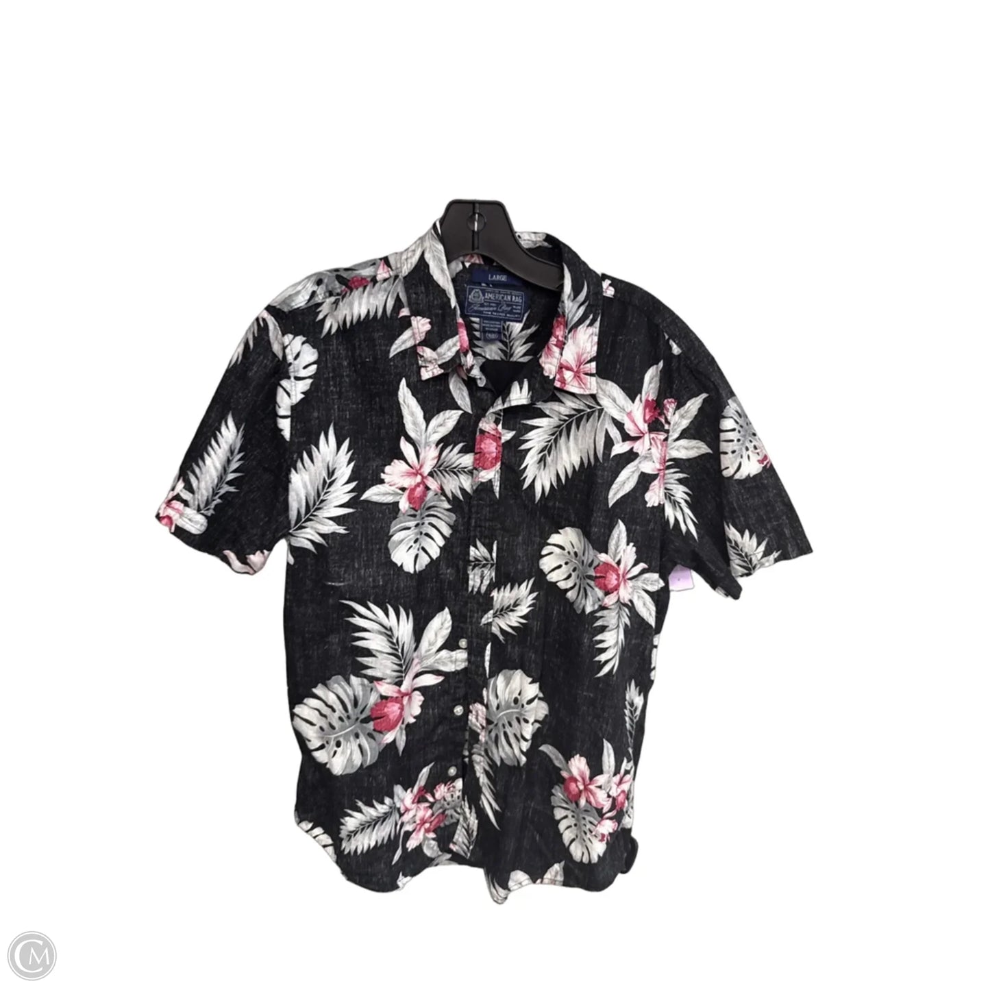 Top Short Sleeve By American Rag In Black & Pink, Size: L
