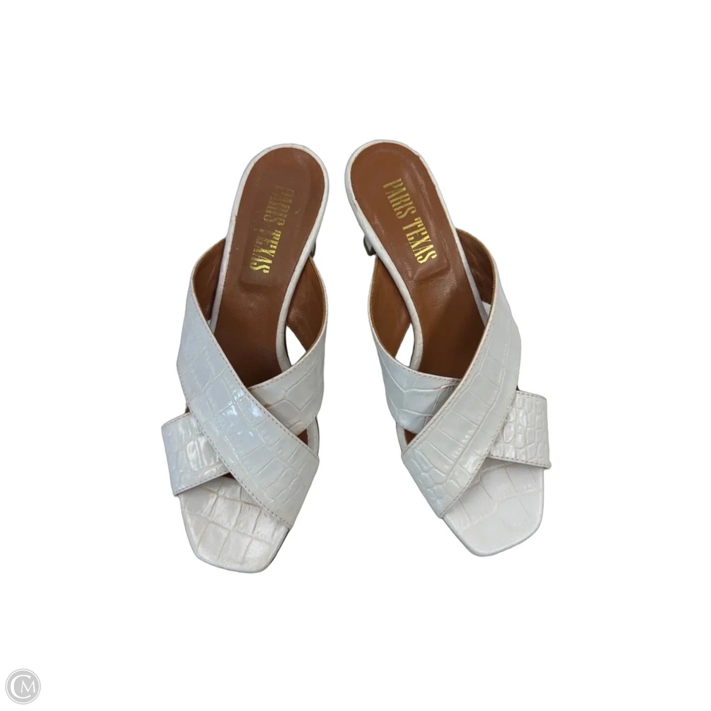 Sandals Heels Kitten By Clothes Mentor In White, Size: 6.5