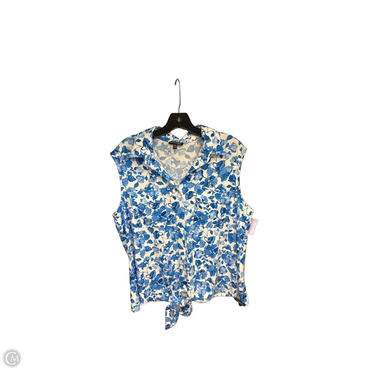 Top Sleeveless By Clothes Mentor In Blue & White, Size: Xlp
