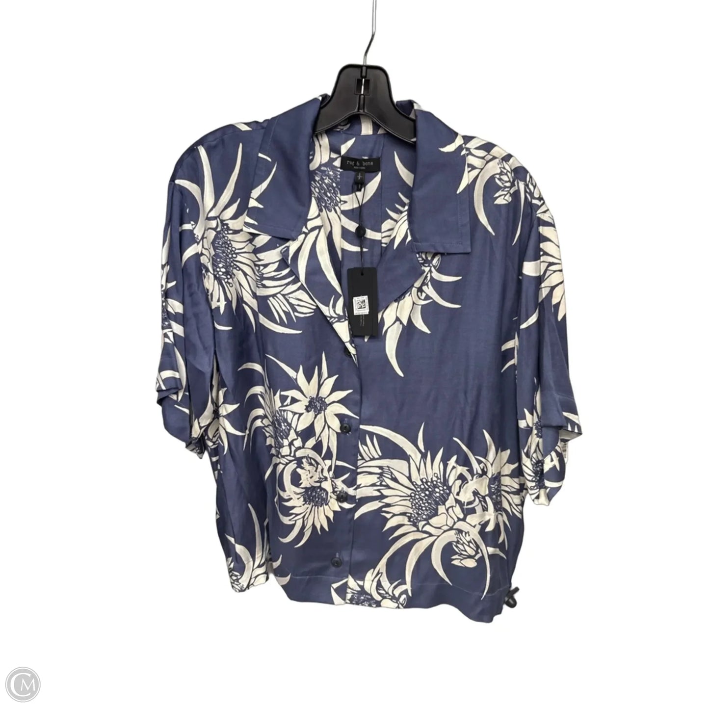 Top Short Sleeve Designer By Rag And Bone In Blue & White, Size: Sp
