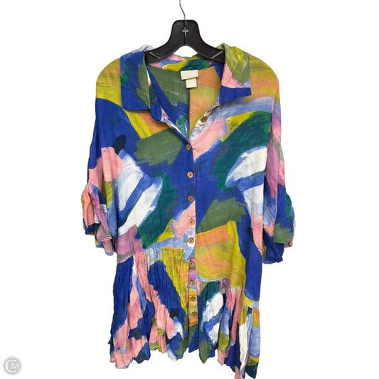 Top Short Sleeve By Clothes Mentor In Blue & Pink, Size: 22