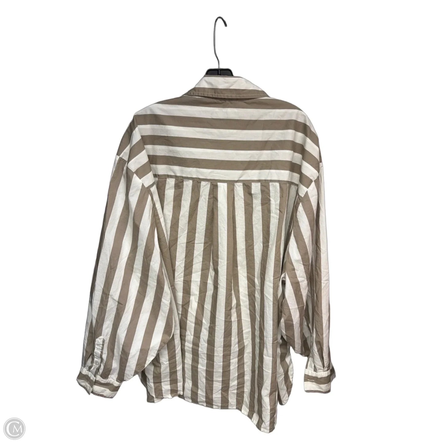 Top Long Sleeve By Aerie In Brown & Cream, Size: Xxl