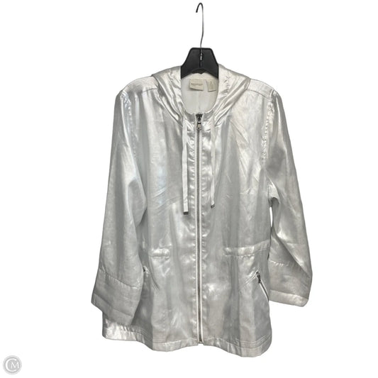 Jacket Windbreaker By Zenergy By Chicos In Silver, Size: L