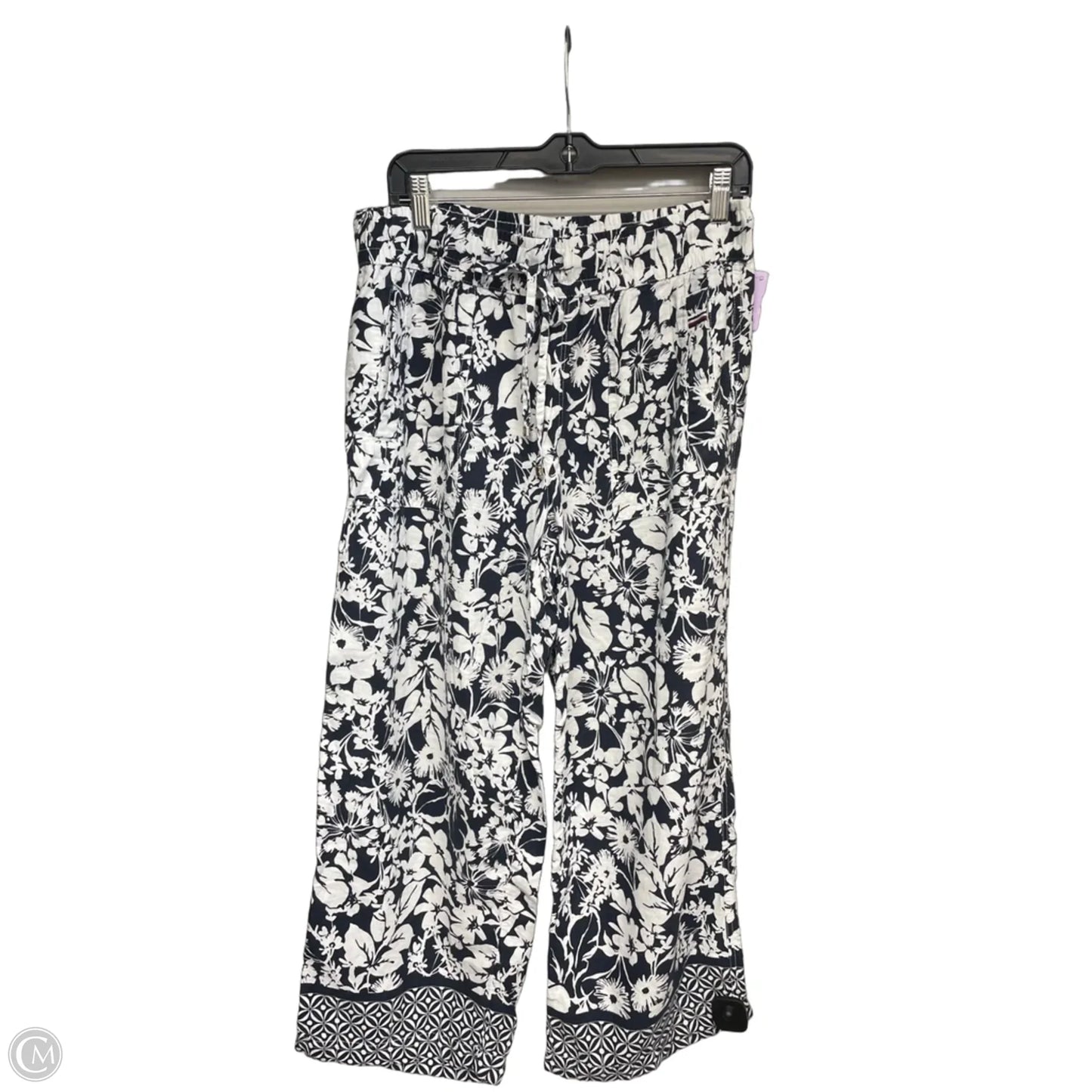 Pants Wide Leg By Tommy Hilfiger In Blue & White, Size: L