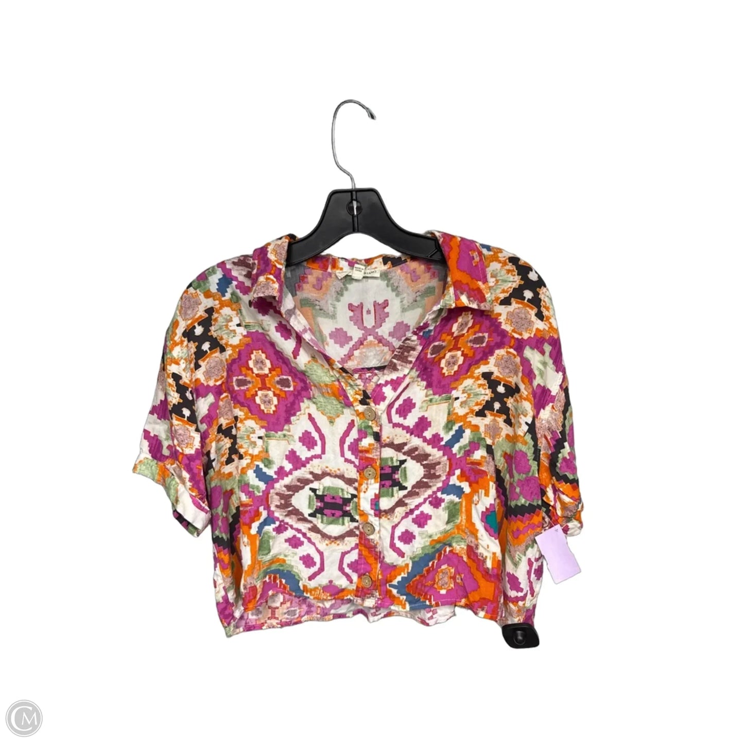 Top Short Sleeve By Christian Siriano In Pink & Purple, Size: M