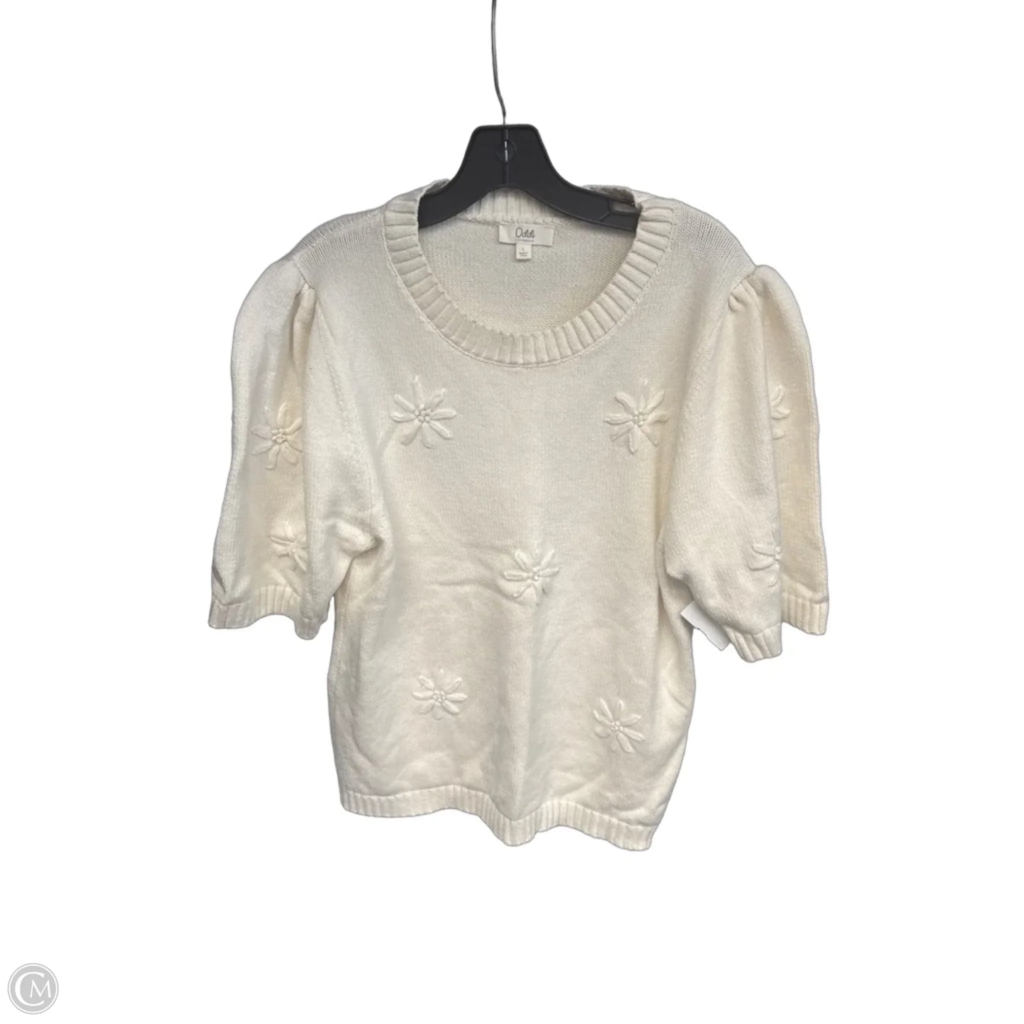 Sweater Short Sleeve By Oddi In Cream, Size: L