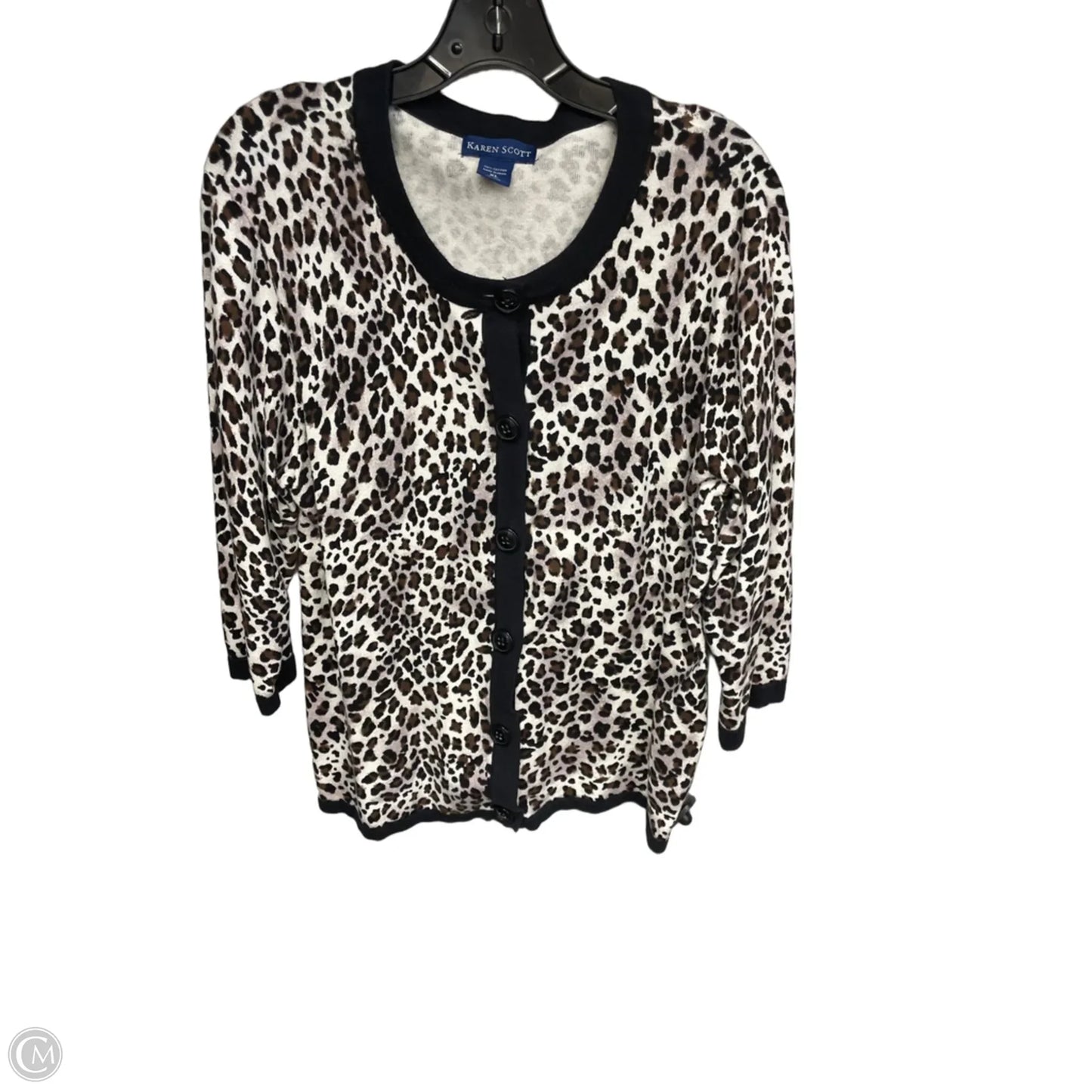 Cardigan By Karen Scott In Animal Print, Size: Xl