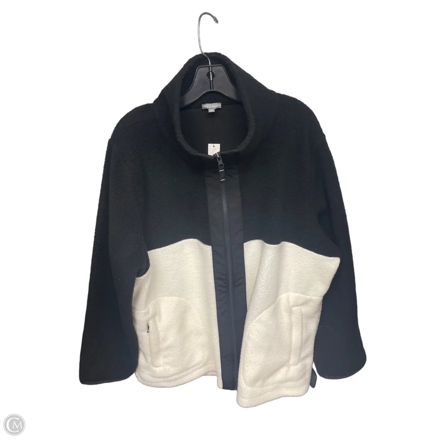 Jacket Fleece By Talbots In Black & White, Size: 2x