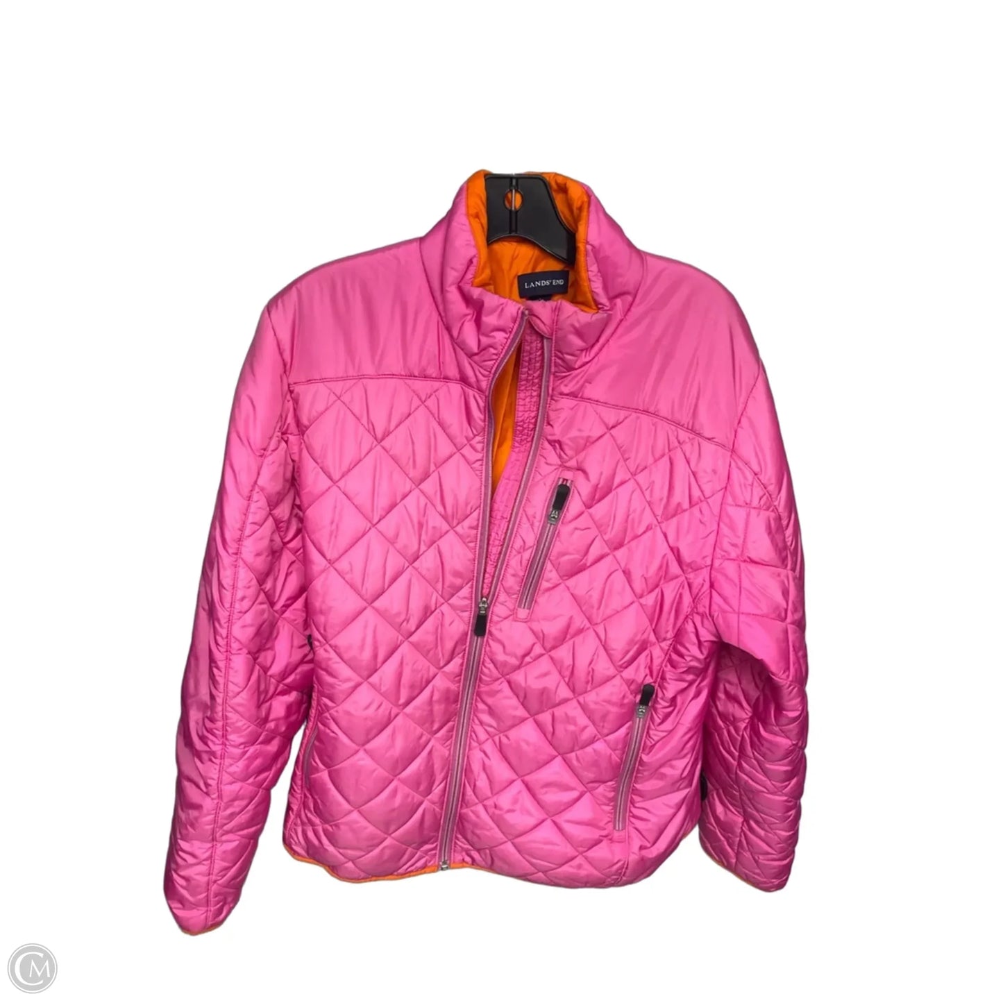 Jacket Puffer & Quilted By Lands End In Orange & Pink, Size: L