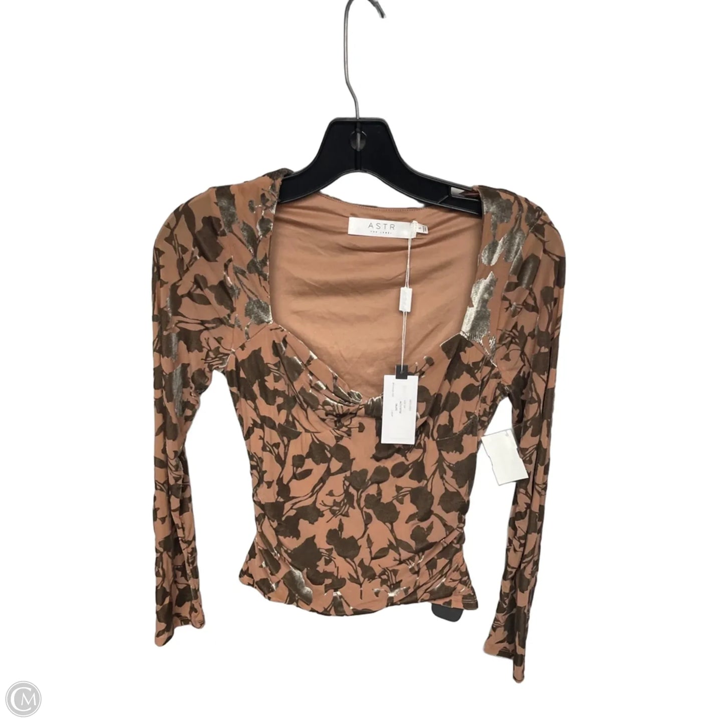 Top Long Sleeve By Astr In Brown & Grey, Size: S
