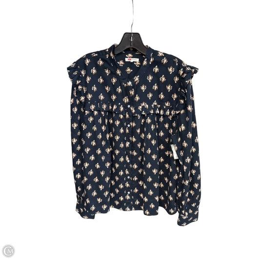 Blouse Long Sleeve By Levis In Blue & Cream, Size: Xl