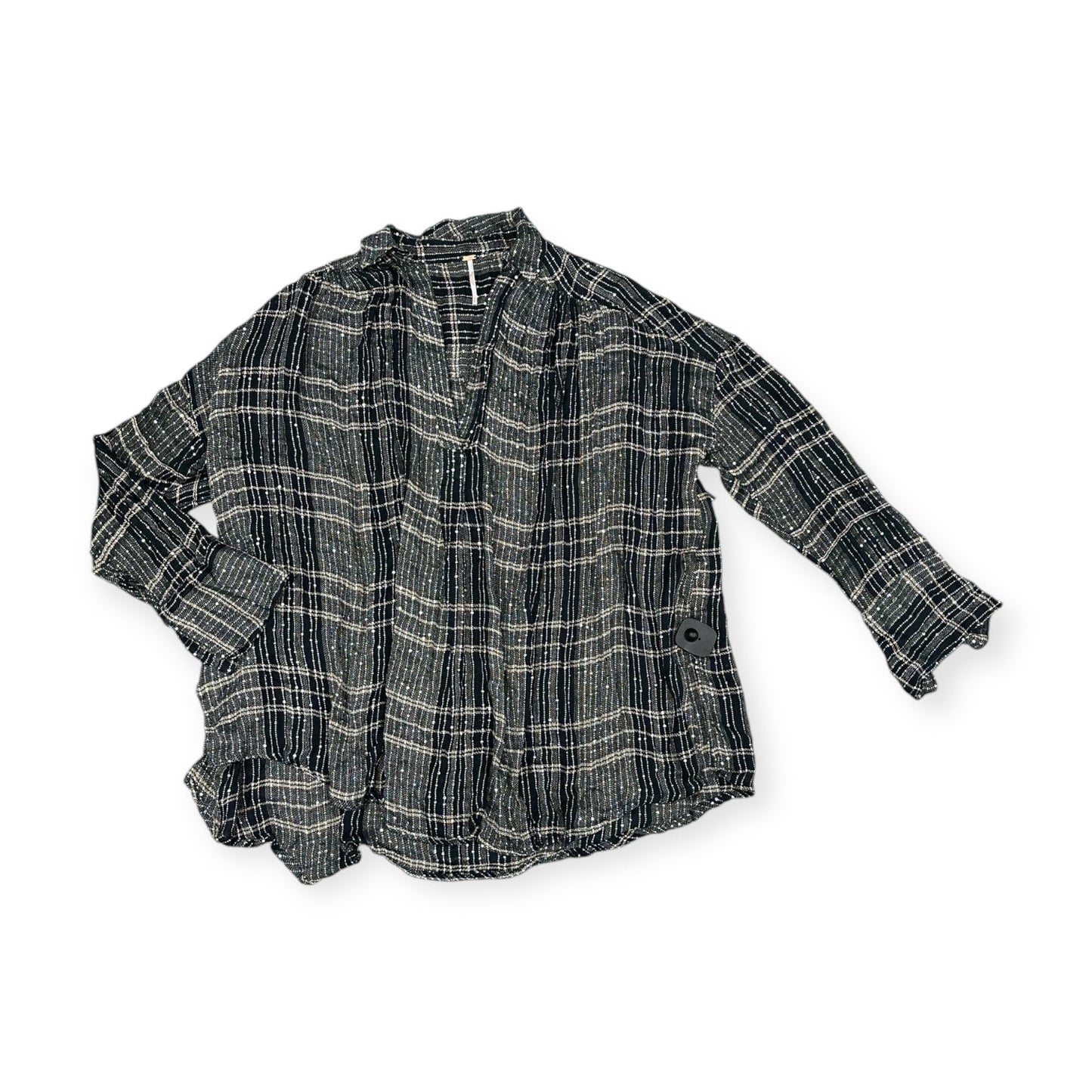 Top Long Sleeve By Free People In Black & Cream, Size: S