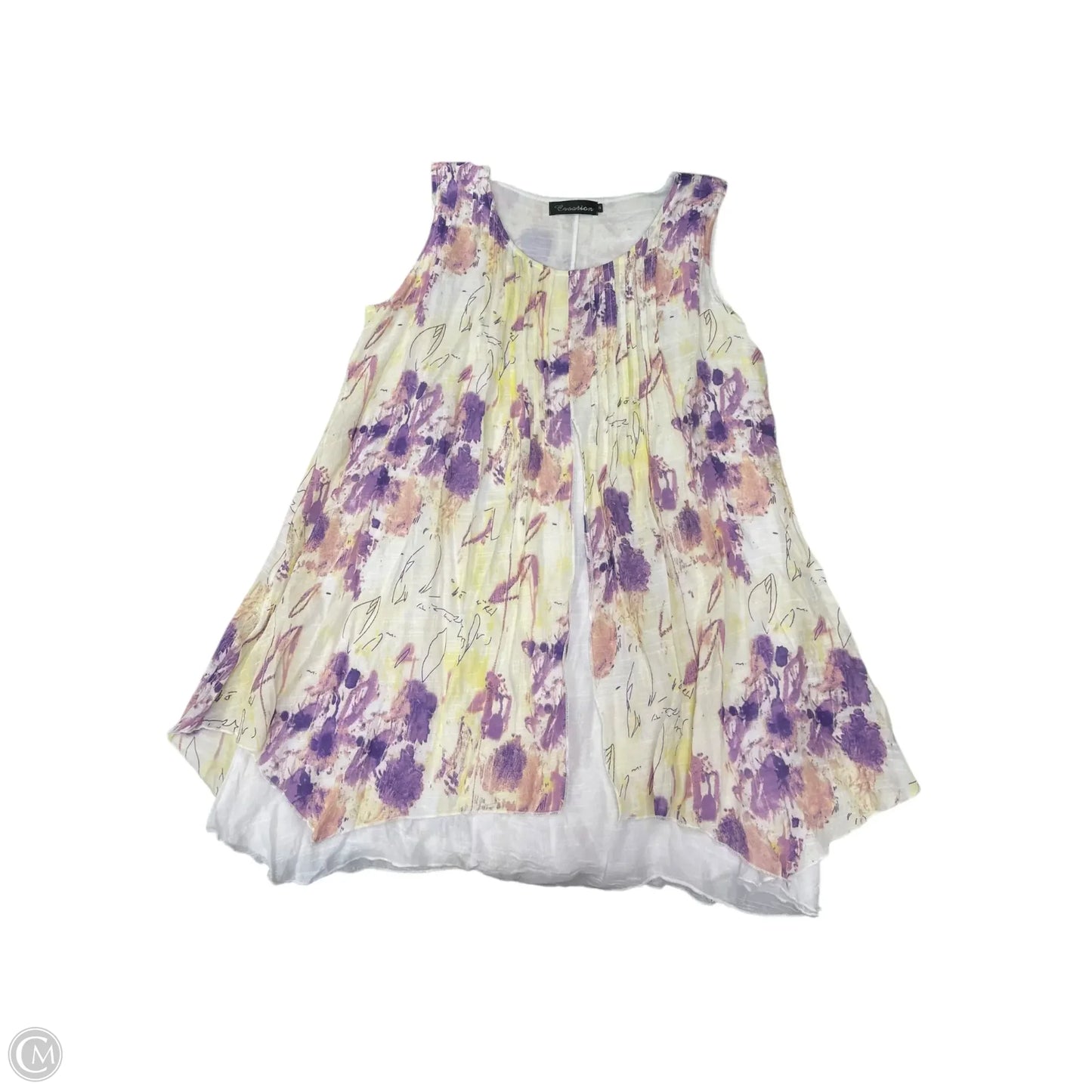 Tunic By Clothes Mentor In Purple & Yellow, Size: S