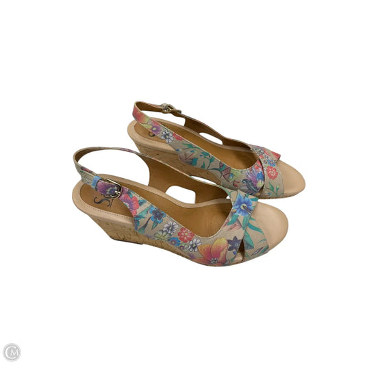 Sandals Heels Wedge By Sofft In Floral Print, Size: 8