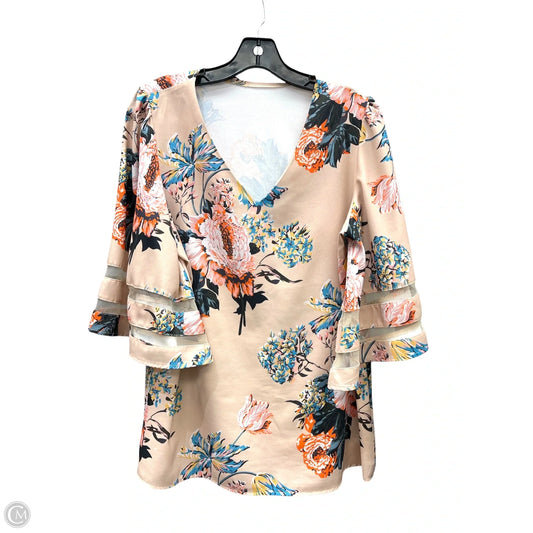 Top Short Sleeve By Clothes Mentor In Orange & Tan, Size: M