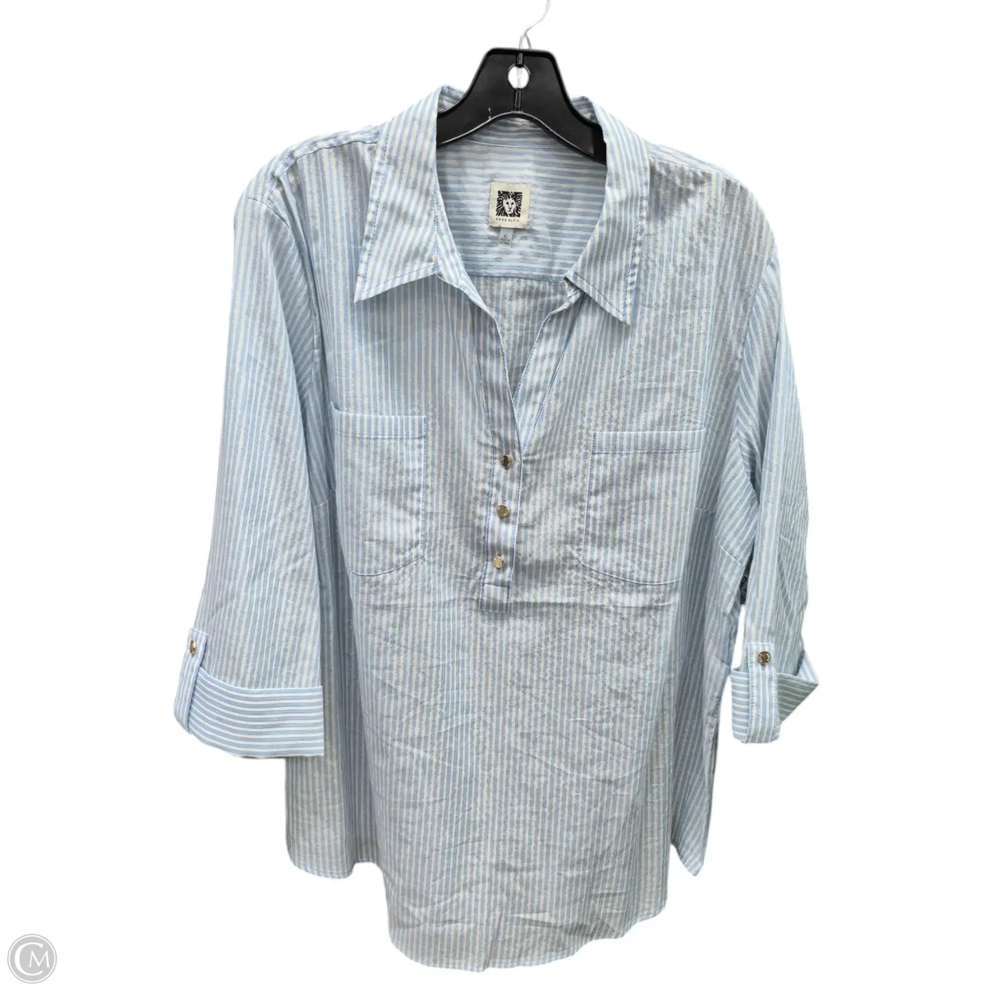 Top 3/4 Sleeve By Anne Klein In Blue, Size: Xl