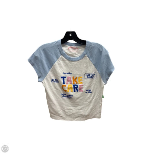 Top Short Sleeve By Clothes Mentor In Blue & White, Size: L