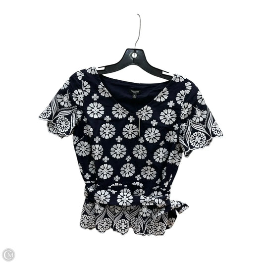 Top Short Sleeve By Talbots In Blue & White, Size: 0p