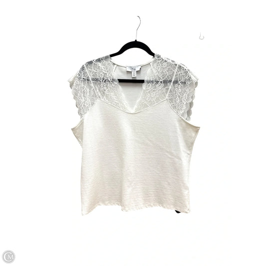 Top Short Sleeve By Clothes Mentor In Ivory, Size: Xl