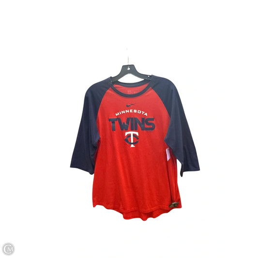 Athletic Top Long Sleeve Crewneck By Nike Apparel In Blue & Red, Size: Xl