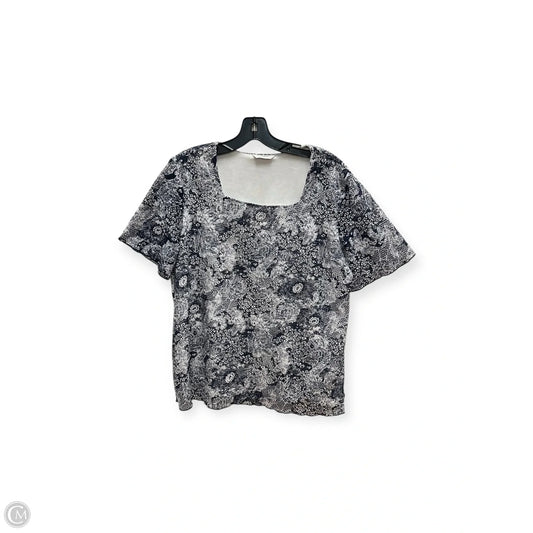 Top Short Sleeve By Cj Banks In Blue & White, Size: L