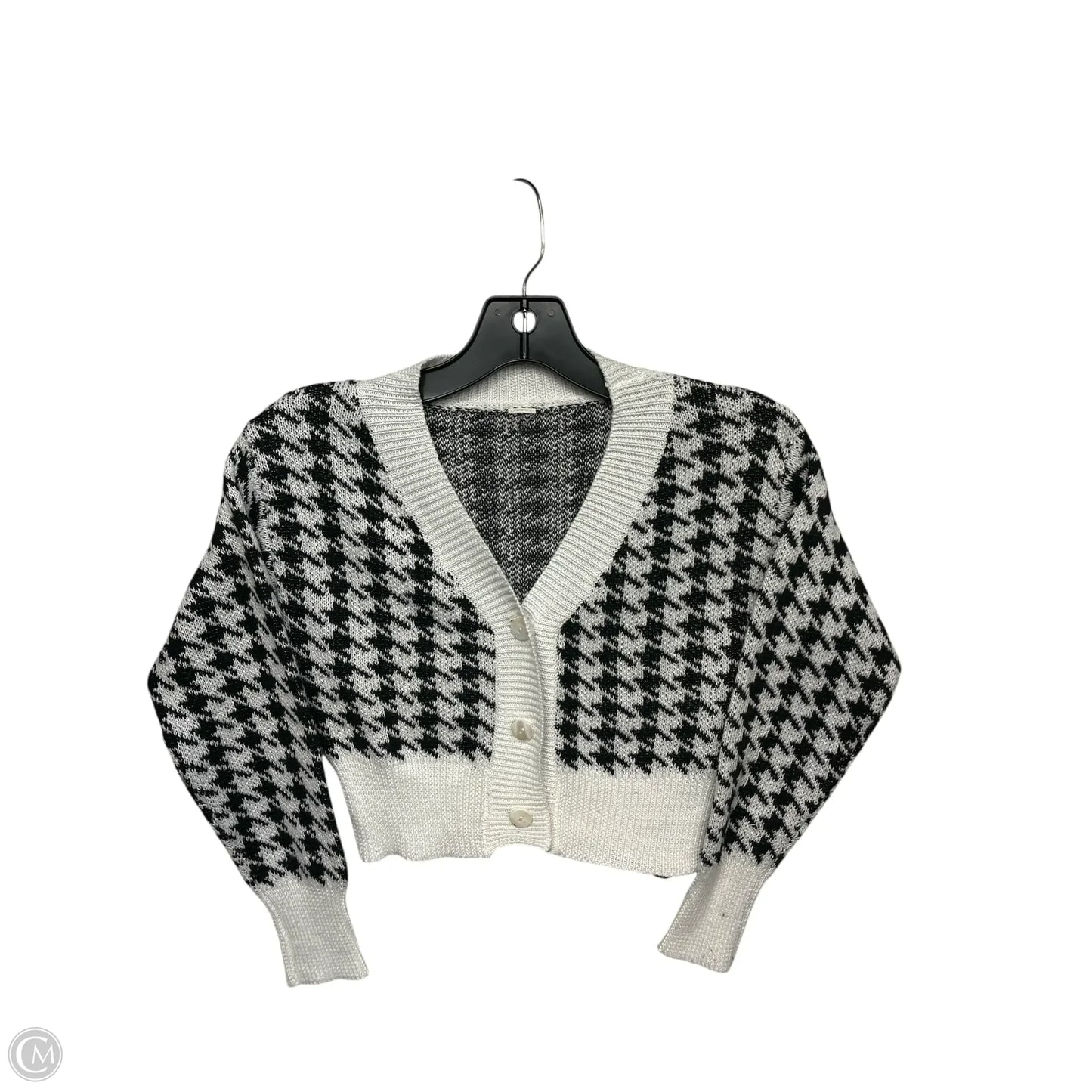 Cardigan By Clothes Mentor In Black & White, Size: S