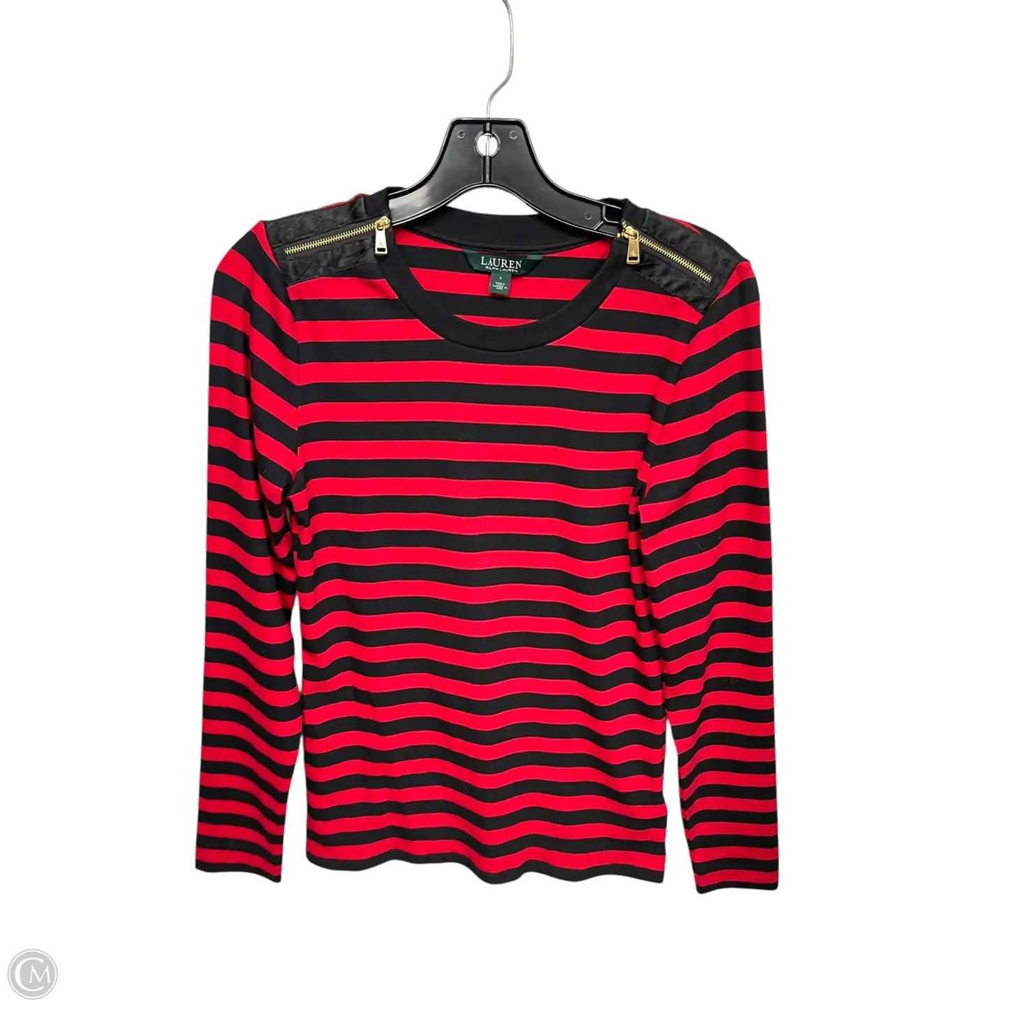 Top Long Sleeve By Lauren By Ralph Lauren In Striped Pattern, Size: L