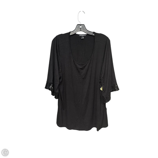 Top  3/4 Sleeve By Cable And Gauge In Black, Size: 2x