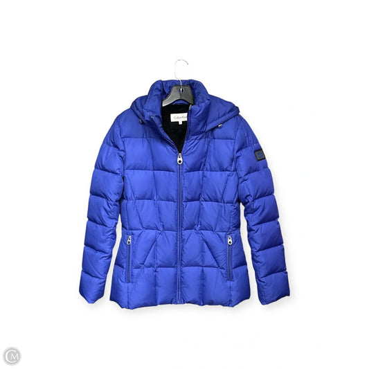 Coat Parka By Calvin Klein In Blue, Size: L