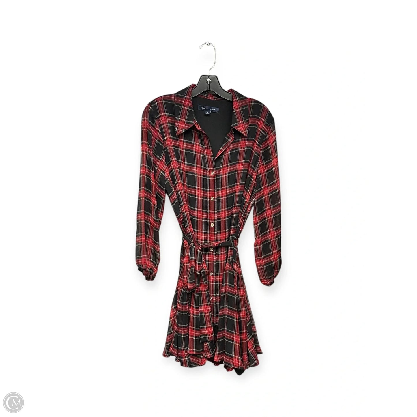 Dress Casual Midi By Tommy Hilfiger In Plaid Pattern, Size: M