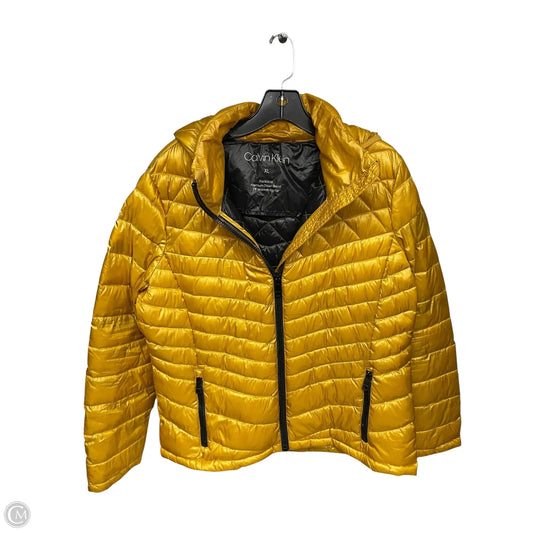 Coat Puffer & Quilted By Calvin Klein In Orange, Size: Xl