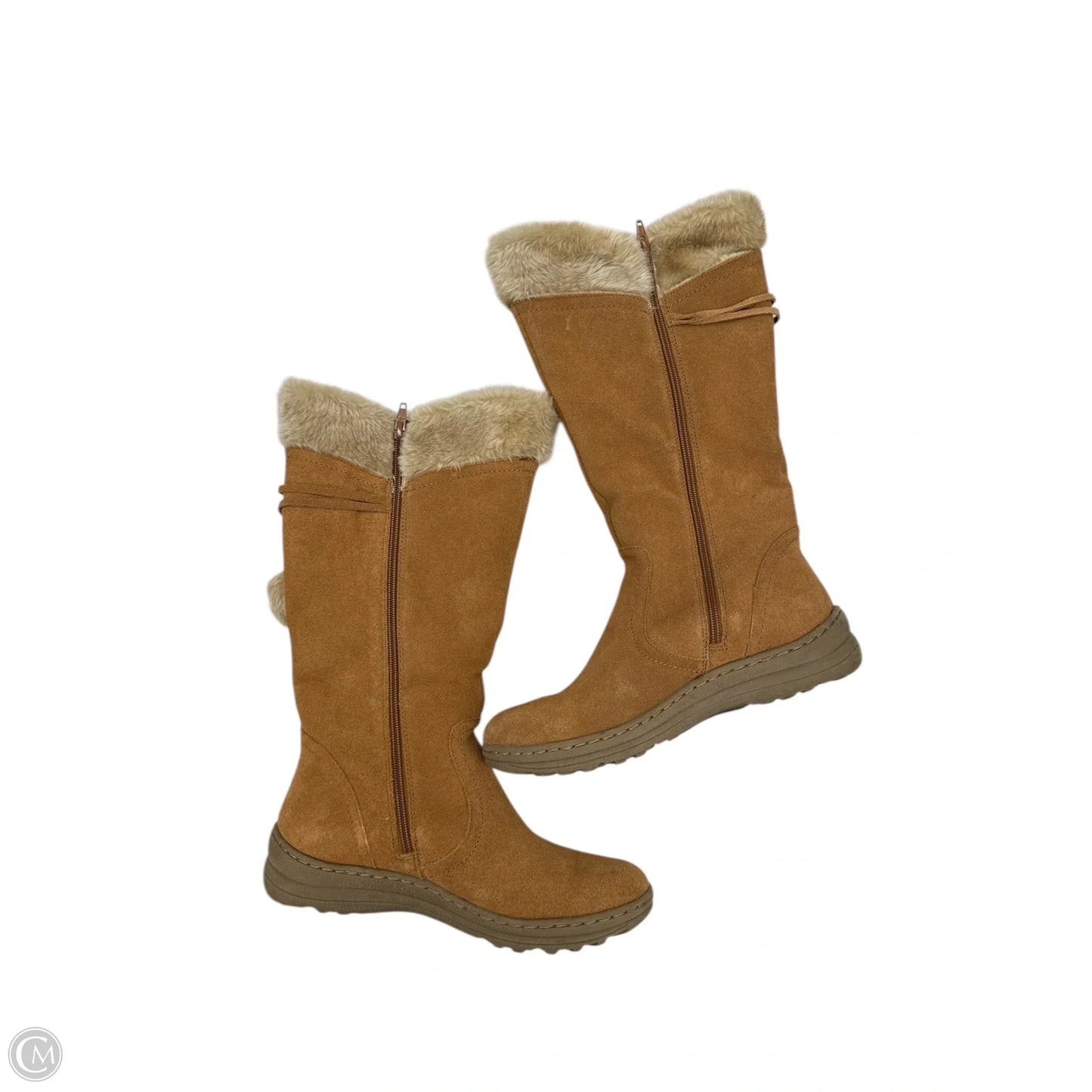 Boots Knee Flats By Bare Traps In Brown & Cream, Size: 10