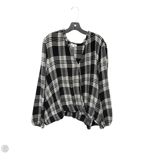Top Long Sleeve By Eyeshadow In Plaid Pattern, Size: 3x