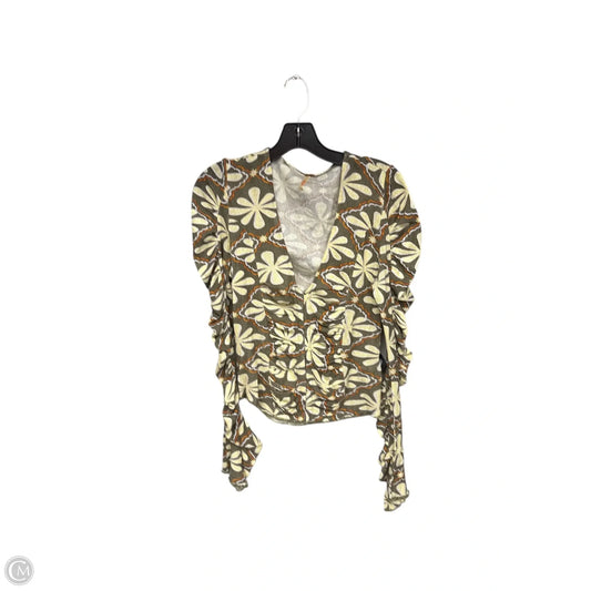 Top Long Sleeve By Free People In Cream & Green, Size: M