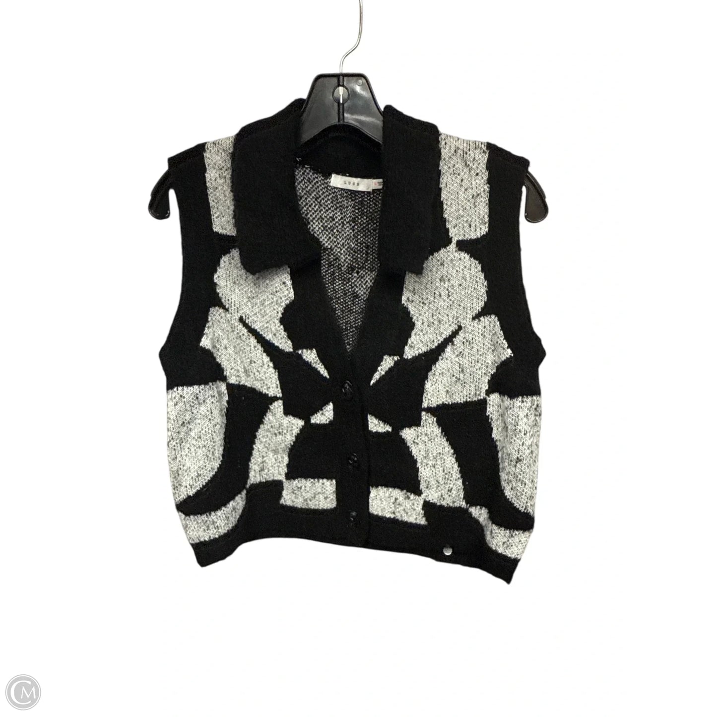 Vest Sweater By Lush In Black & Grey, Size: M