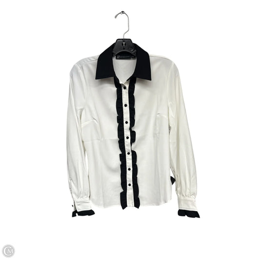 Blouse Long Sleeve By New York And Co In Black & White, Size: S