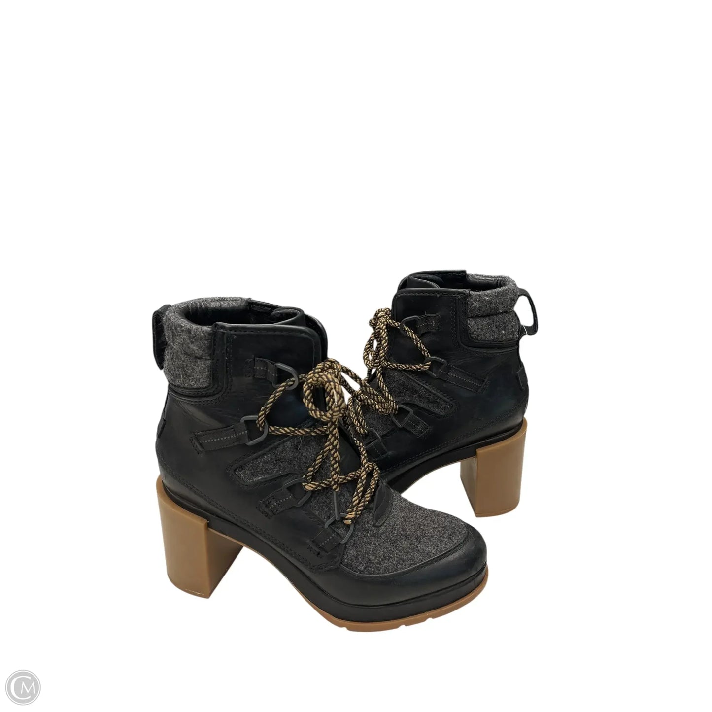 Boots Ankle Heels By Sorel In Black & Grey, Size: 8