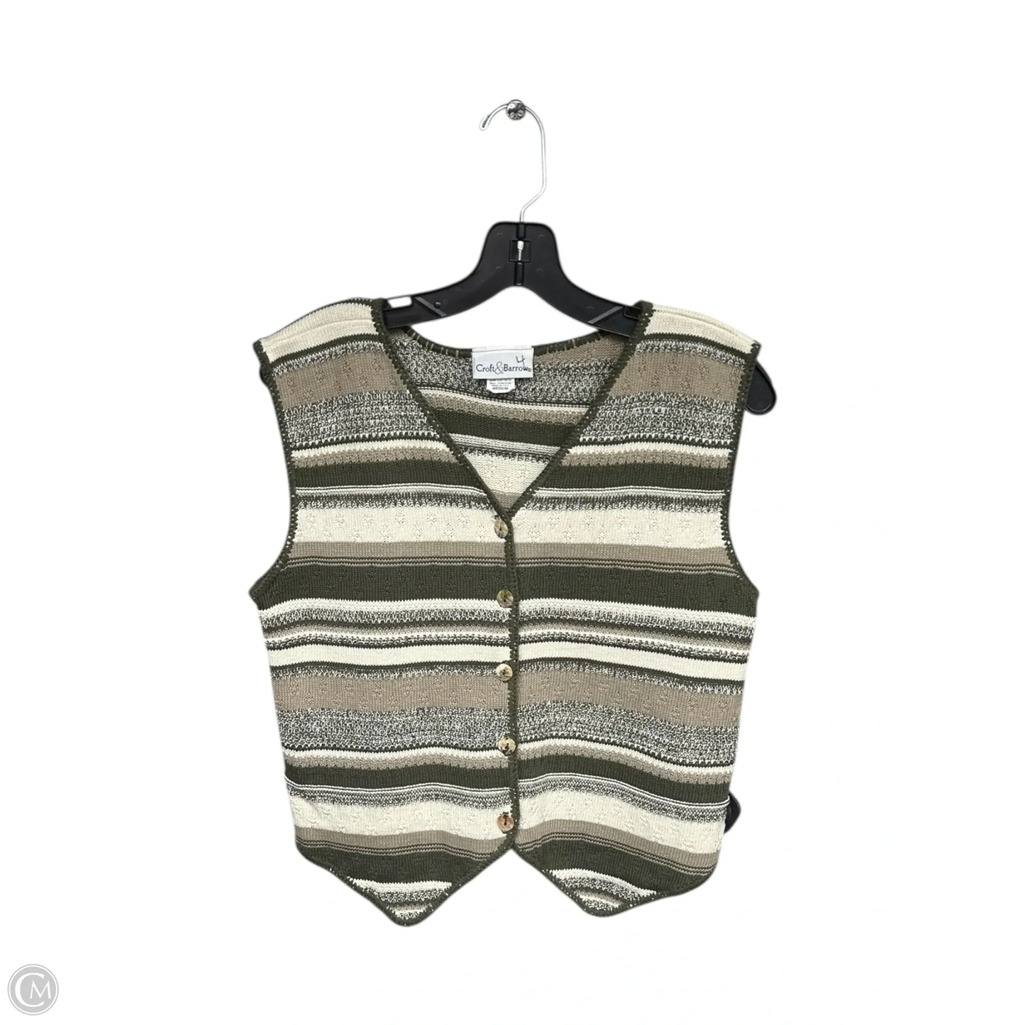 Vest Sweater By Croft And Barrow In Cream & Green, Size: M