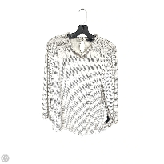 Blouse Long Sleeve By Adrianna Papell In Polkadot Pattern, Size: L