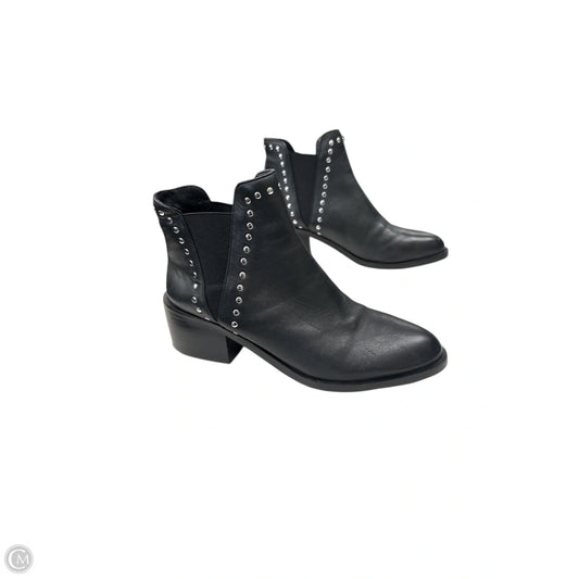 Boots Ankle Heels By Steve Madden In Black & Silver, Size: 7