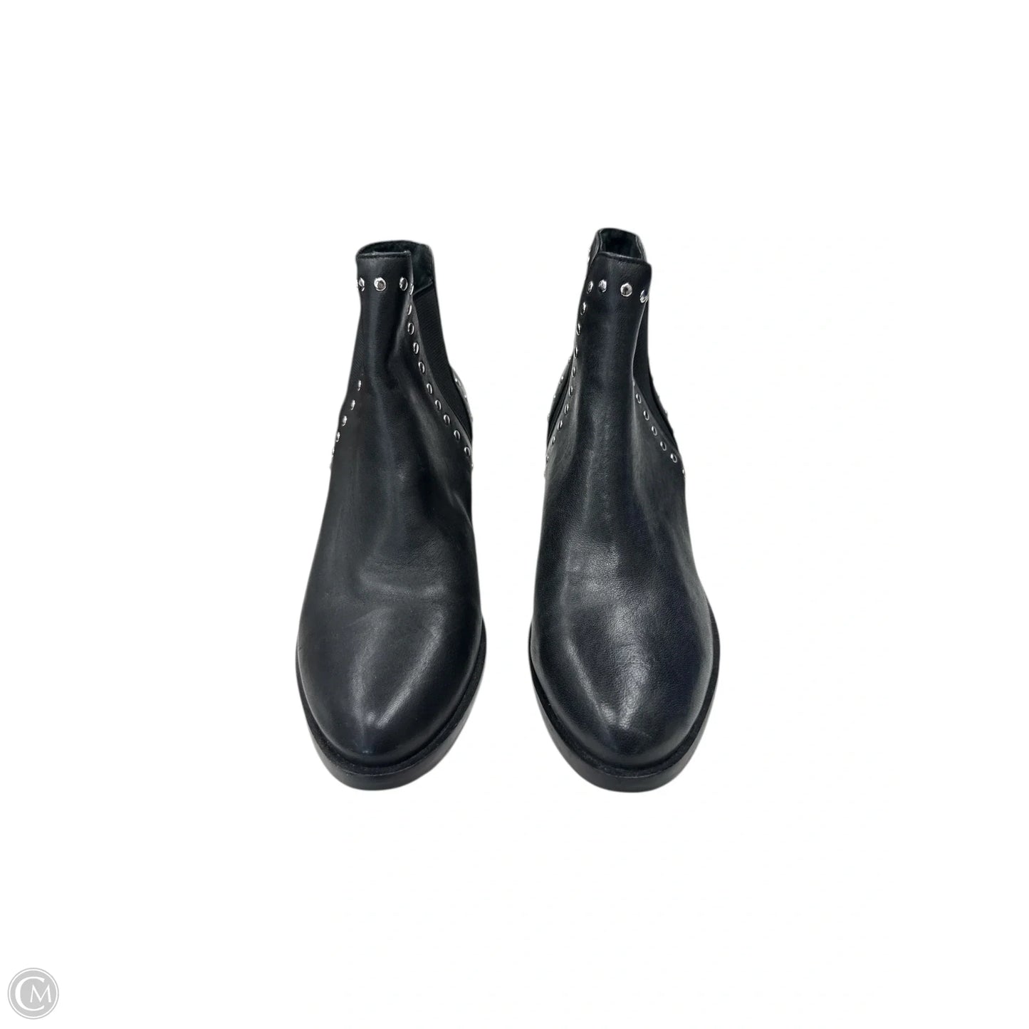 Boots Ankle Heels By Steve Madden In Black & Silver, Size: 7