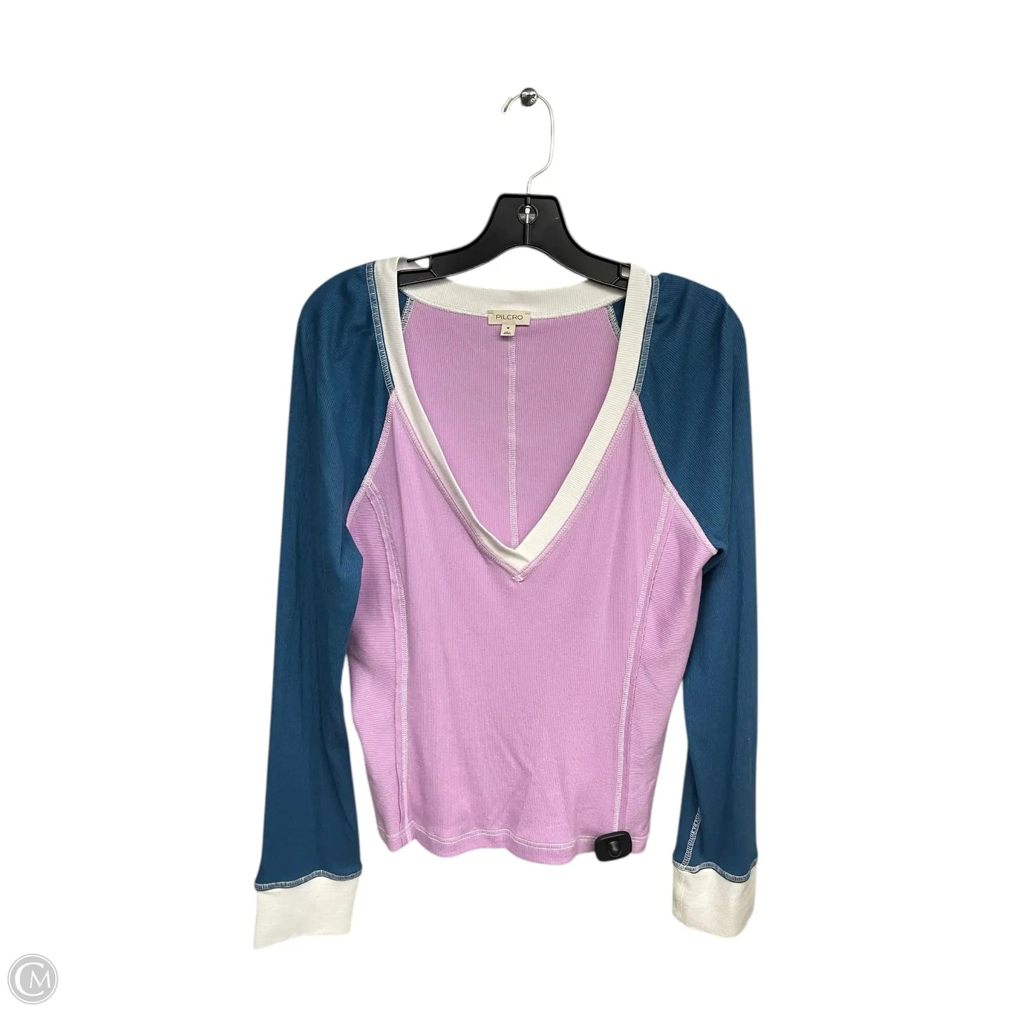 Top Long Sleeve By Pilcro In Blue & Pink, Size: M