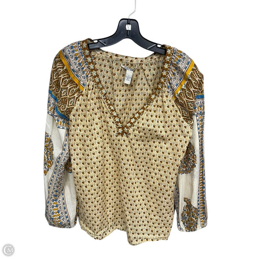 Top Long Sleeve By Lucky Brand In Blue & Yellow, Size: S