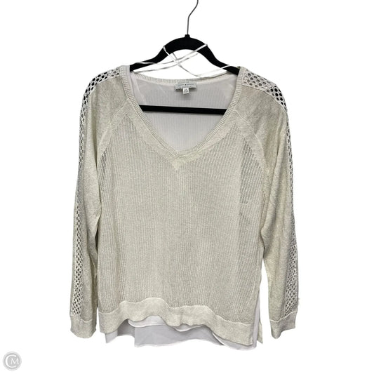 Blouse Long Sleeve By Lucky Brand In Cream, Size: L