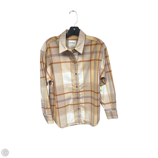 Top Long Sleeve By Abercrombie And Fitch In Plaid Pattern, Size: S