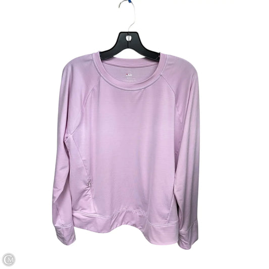 Athletic Top Long Sleeve Crewneck By Fila In Pink, Size: Xl