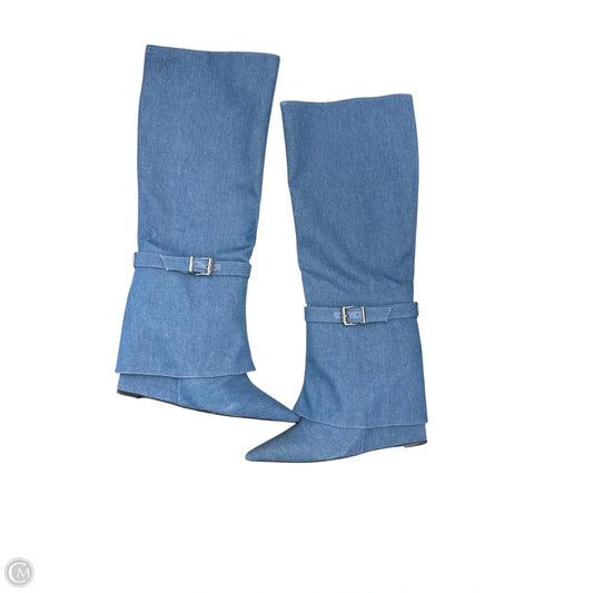Boots Knee Heels By Schutz In Blue Denim, Size: 9.5