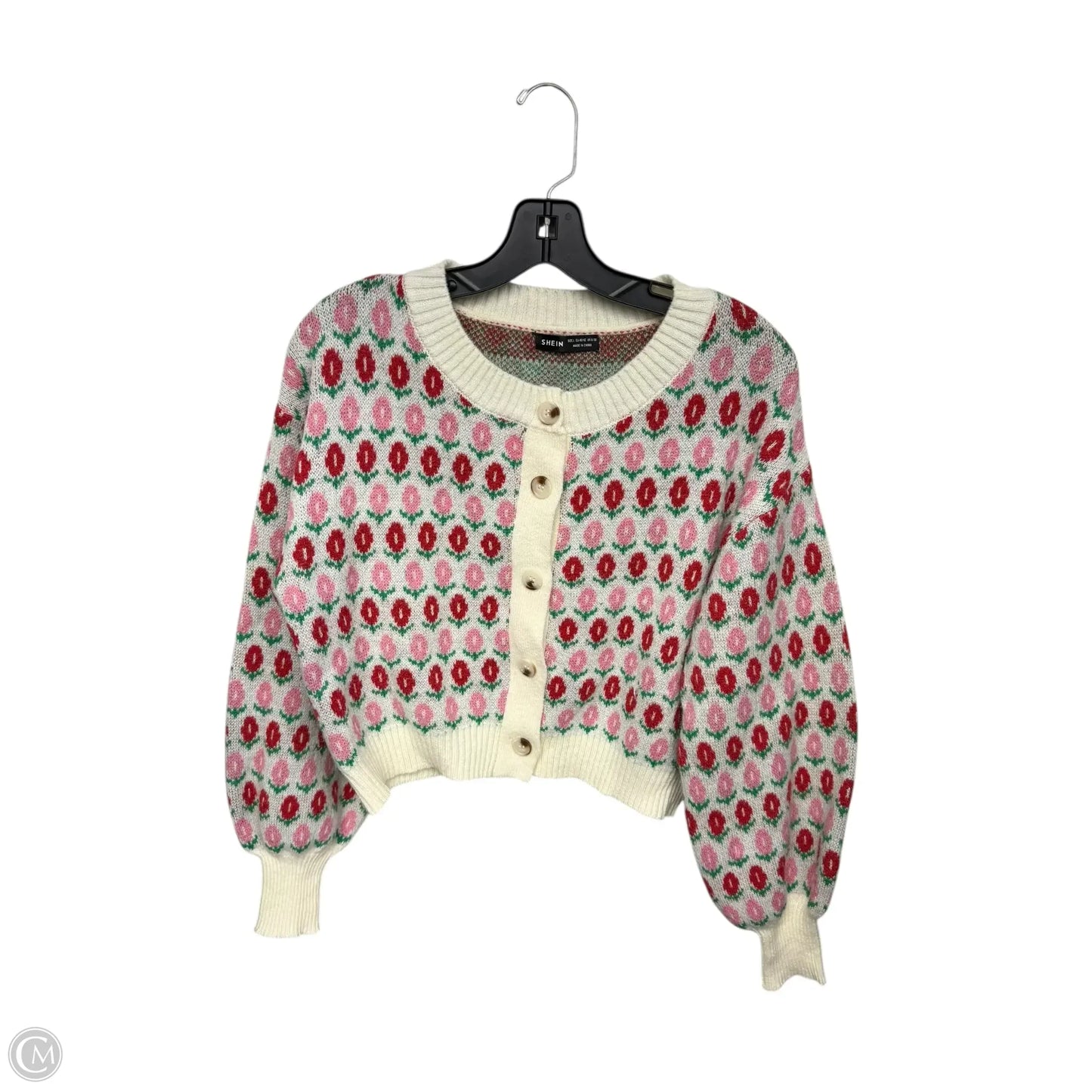Sweater Cardigan By Shein In Pink & Red, Size: L